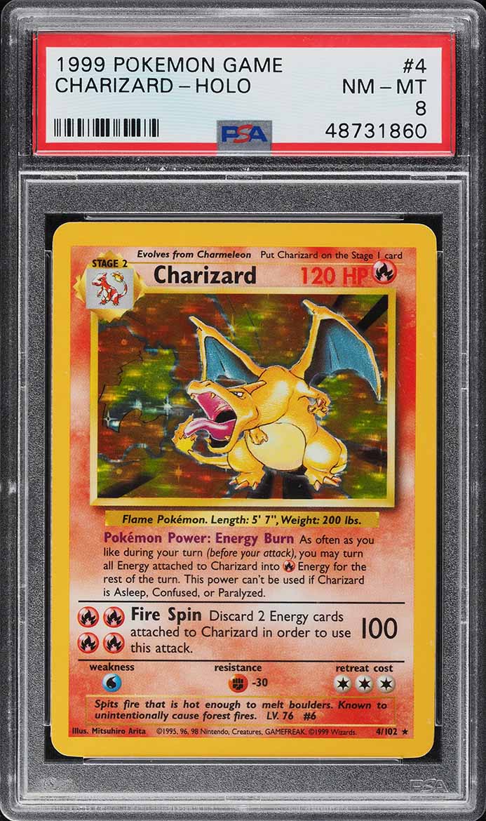 1999 Pokemon Base Set Holo Charizard #4 PSA 8 NM-MT