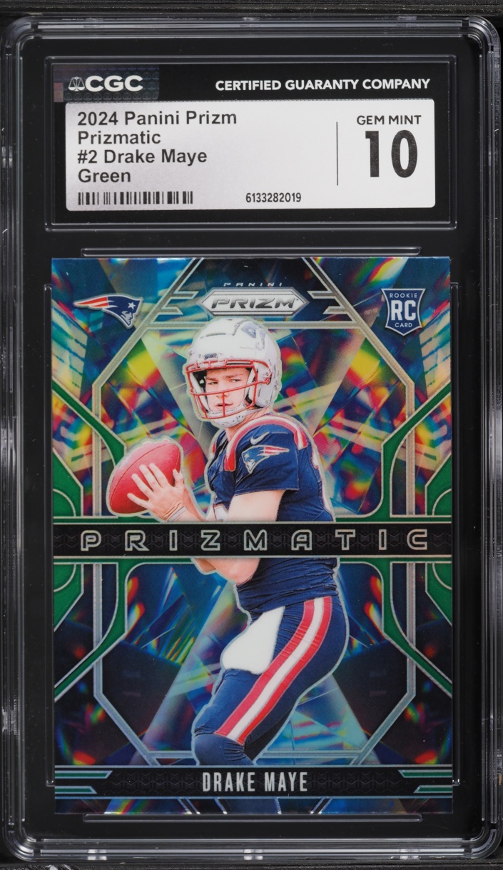 2024 Panini Prizm Prizmatic Green Drake Maye ROOKIE #2 CGC 10 GEM MINT