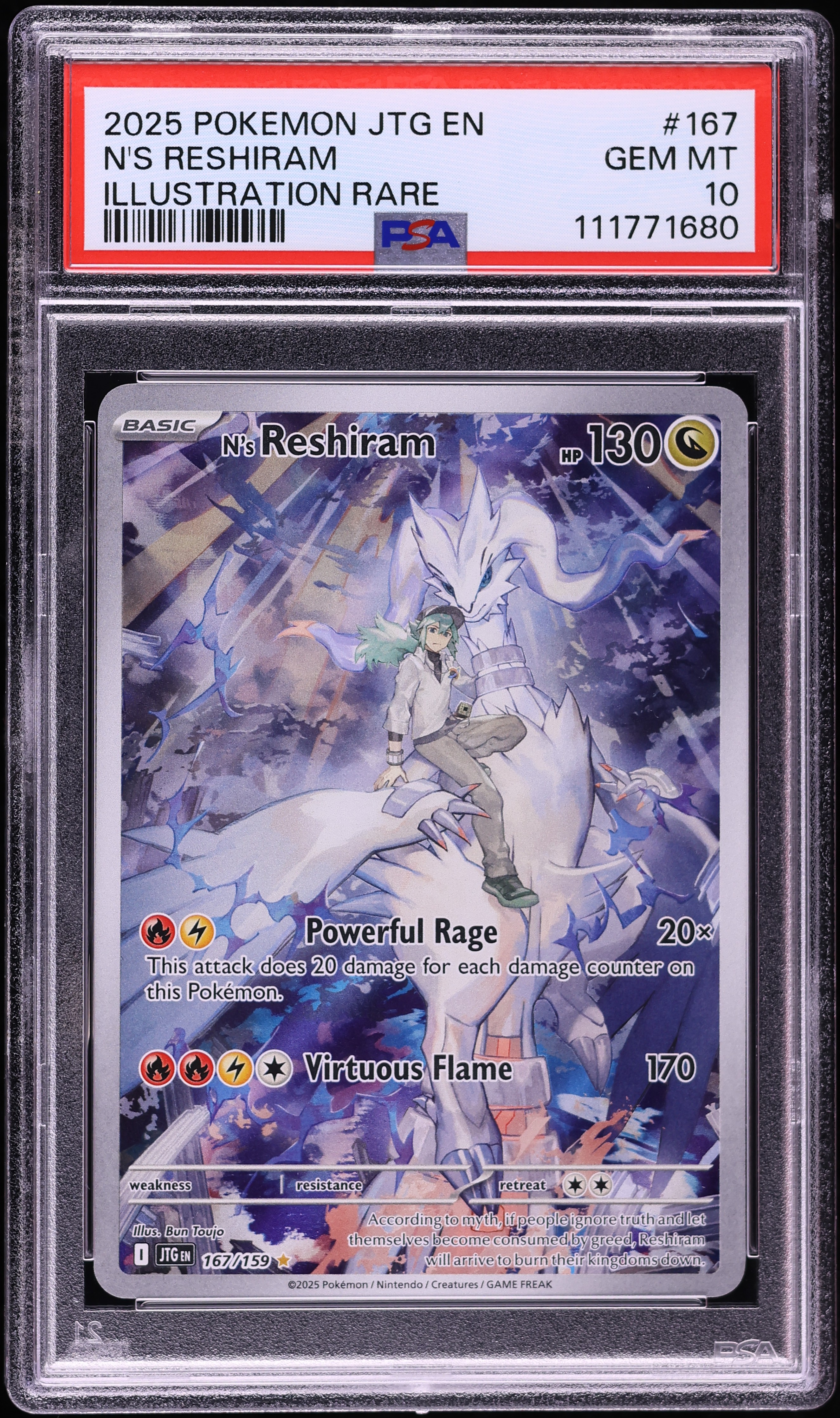 2025 Pokemon Scarlet & Violet Journey Together IR N's Reshiram #167 PSA 10 GEM MINT