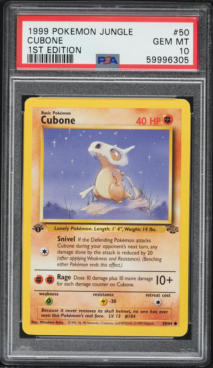 1999 Pokemon Jungle 1st Edition Cubone #50 PSA 10 GEM MINT