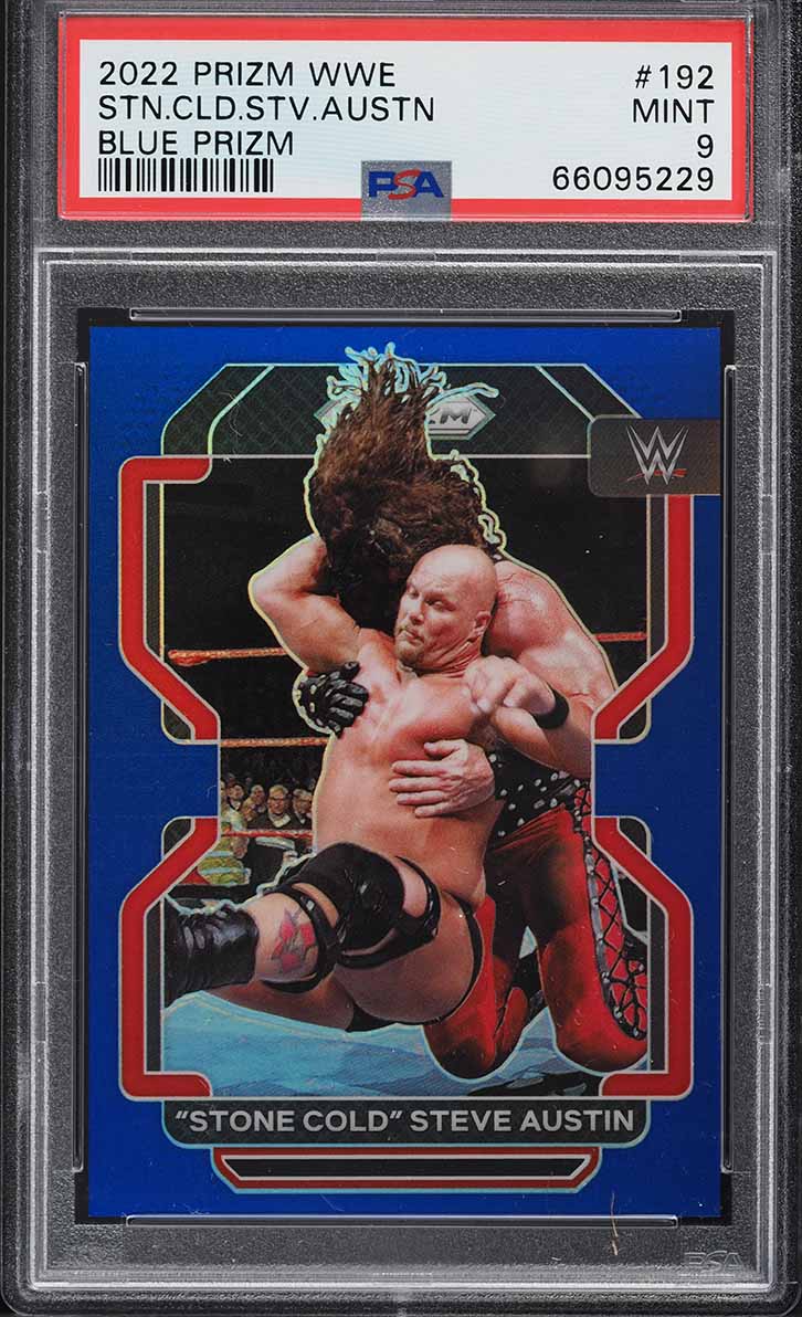 2022 Panini Prizm WWE Blue Steve Austin /199 #192 PSA 9 MINT