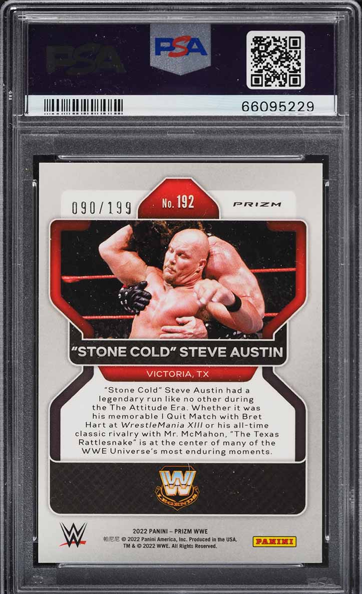 2022 Panini Prizm WWE Blue Steve Austin /199 #192 PSA 9 MINT