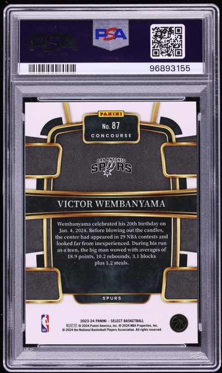 2023 Select Concourse Blue Victor Wembanyama ROOKIE #87 PSA 10 GEM MINT