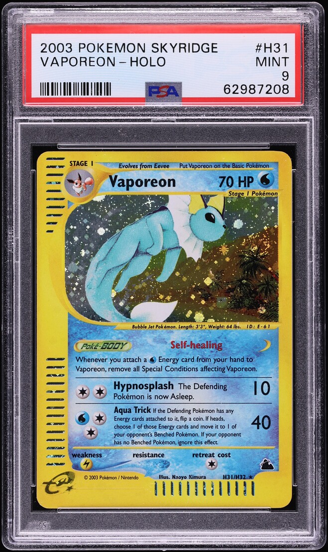 2003 Pokemon Skyridge Holo Vaporeon #H31 PSA 9 MINT