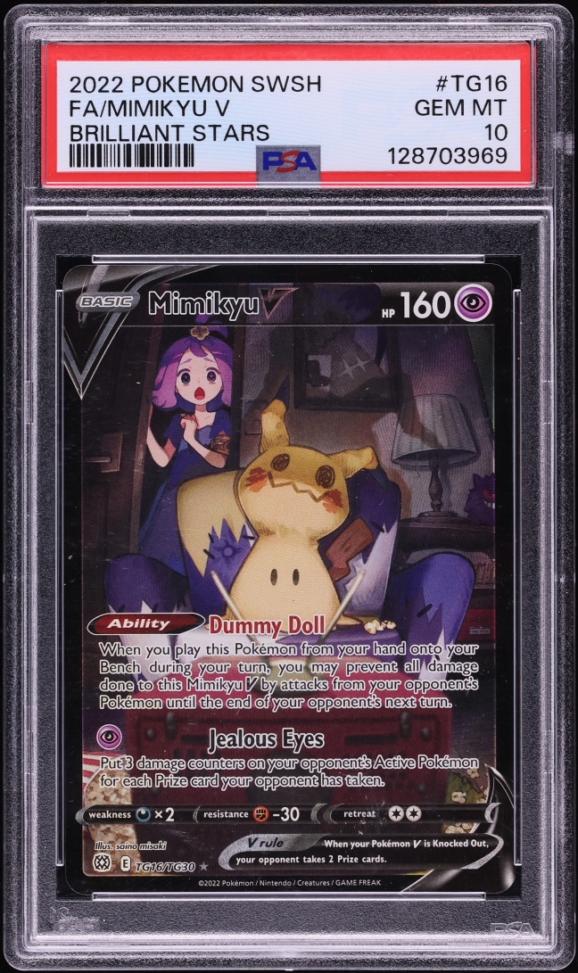 2022 Pokemon Sword & Shield Brilliant Stars CHR Mimikyu V #TG16 PSA 10 GEM MINT