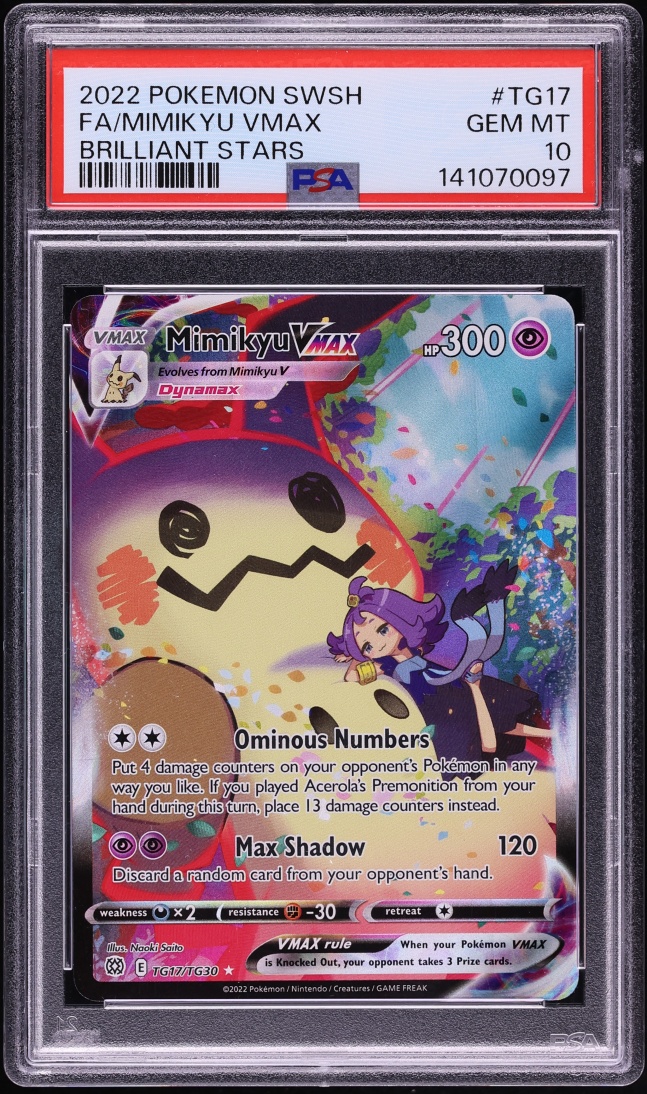2022 Pokemon Sword & Shield Brilliant Stars CHR Mimikyu VMAX #TG17 PSA 10 GEM MINT