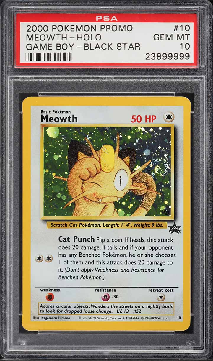 2000 Pokemon Game Boy Black Star Promo Holo Meowth #10 PSA 10 GEM MINT