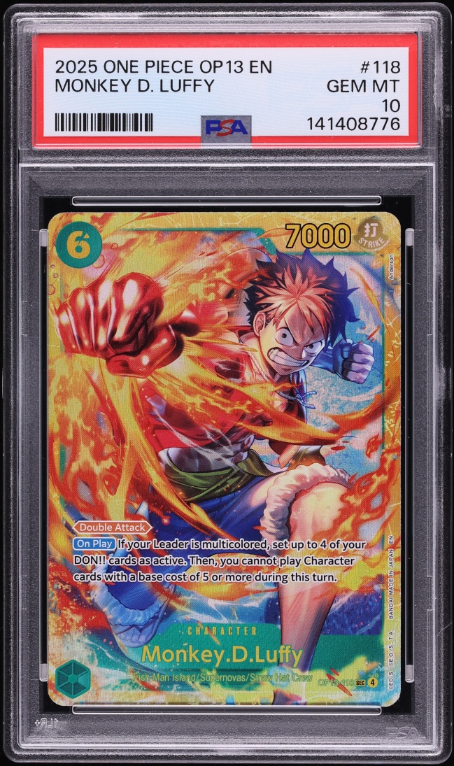 2025 One Piece Carrying On His Will Monkey D. Luffy #OP13-118 PSA 10 GEM MINT