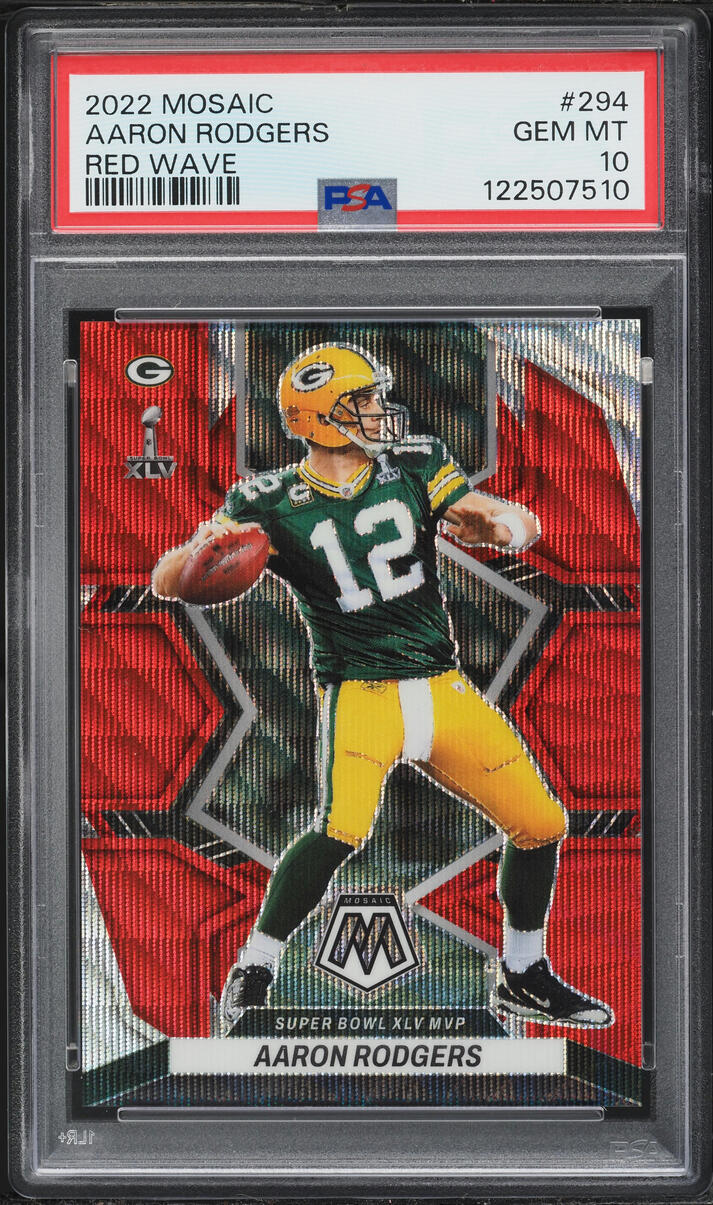2022 Panini Mosaic Red Wave Aaron Rodgers /9 #294 PSA 10 GEM MINT