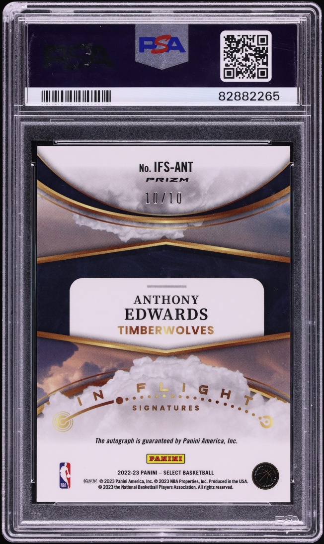 2022 Select In Flight Gold Anthony Edwards AUTO DNA 10 10/10 #IFS-ANT PSA 10 GEM MINT