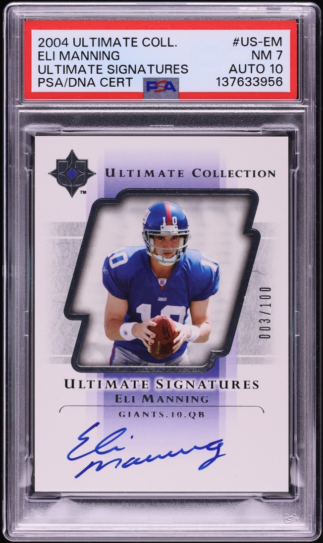 2004 Ultimate Collection Eli Manning ROOKIE AUTO DNA 10 /100 #US-EM PSA 7 NRMT