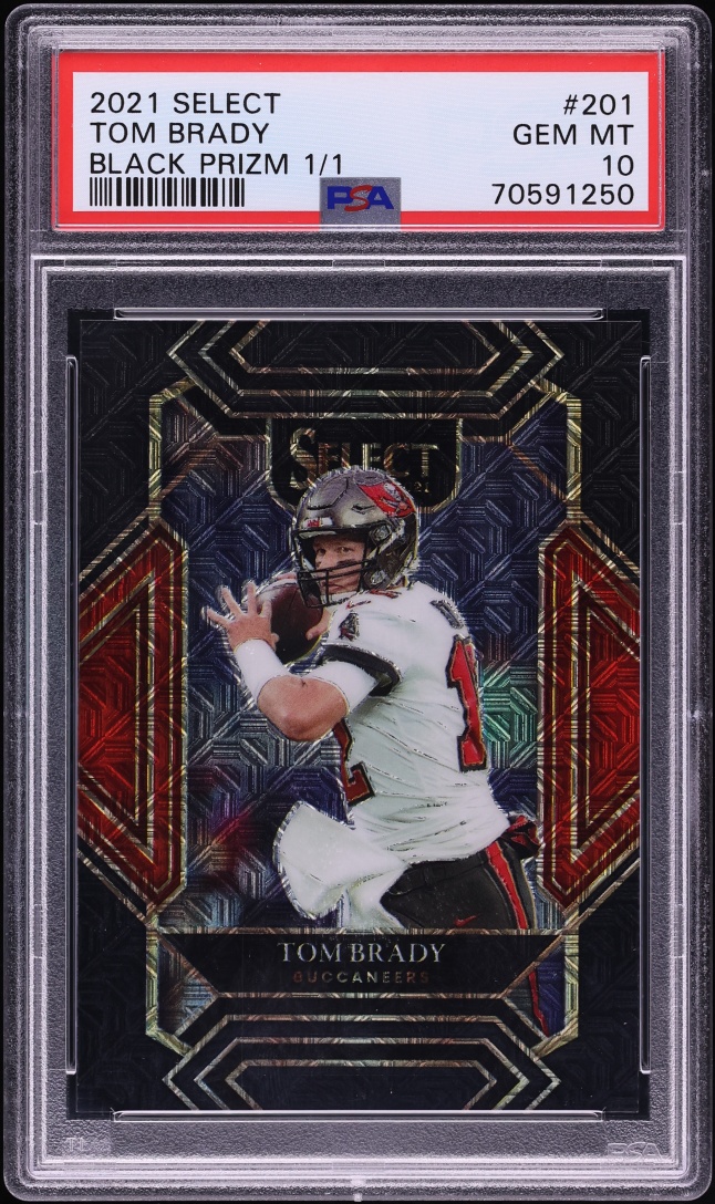 2021 Select Club Level Black Prizm Tom Brady 1/1 #201 PSA 10 GEM MINT