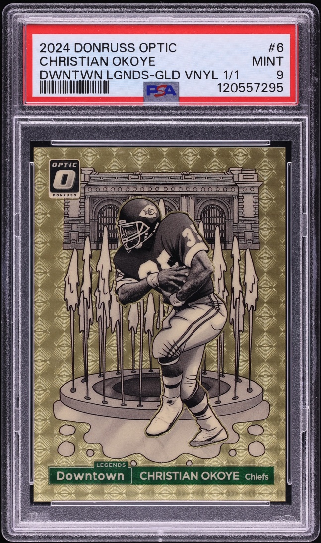 2024 Donruss Optic Downtown Legends Gold Vinyl Christian Okoye 1/1 #6 PSA 9 MINT