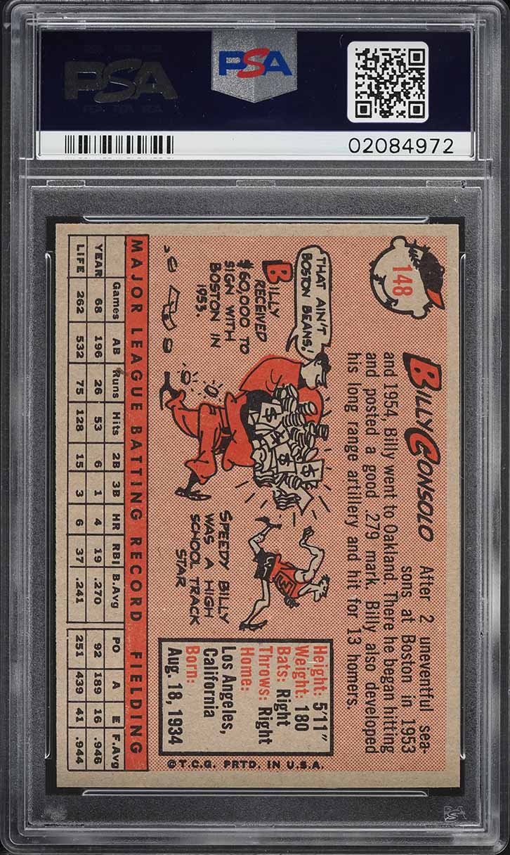 1958 Topps Billy Consolo #148 PSA 9 MINT