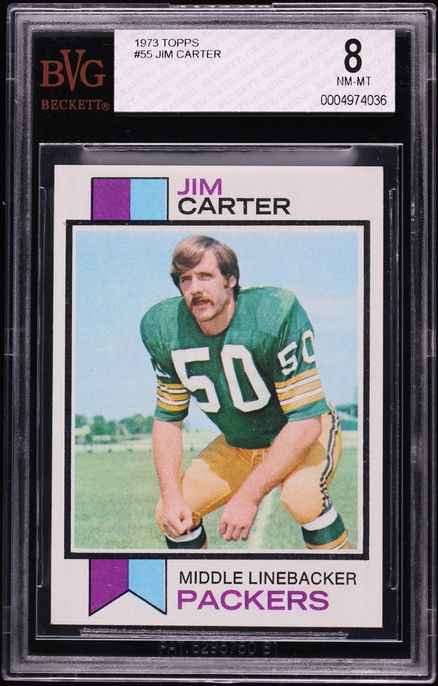1973 Topps Football Jim Carter ROOKIE #55 BVG 8 NM-MT
