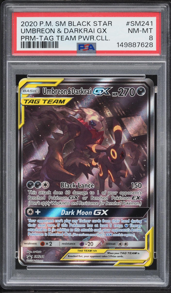 2020 Pokemon Sun & Moon Promo Tag Team Powers Full Art Umbreon Darkrai GX #SM241 PSA 8 NM-MT