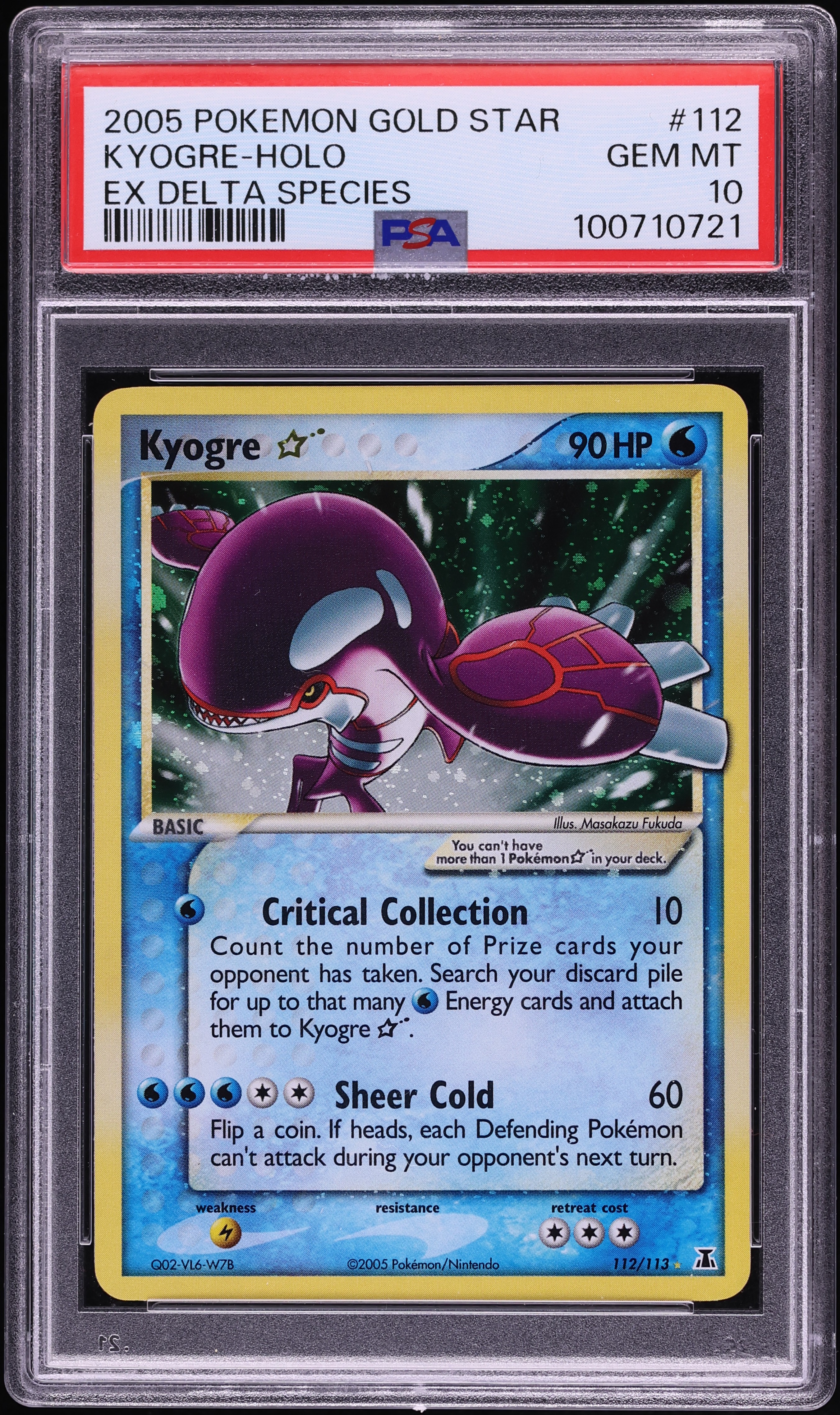 2005 Pokemon EX Delta Species Holo Kyogre Gold Star #112 PSA 10 GEM MINT