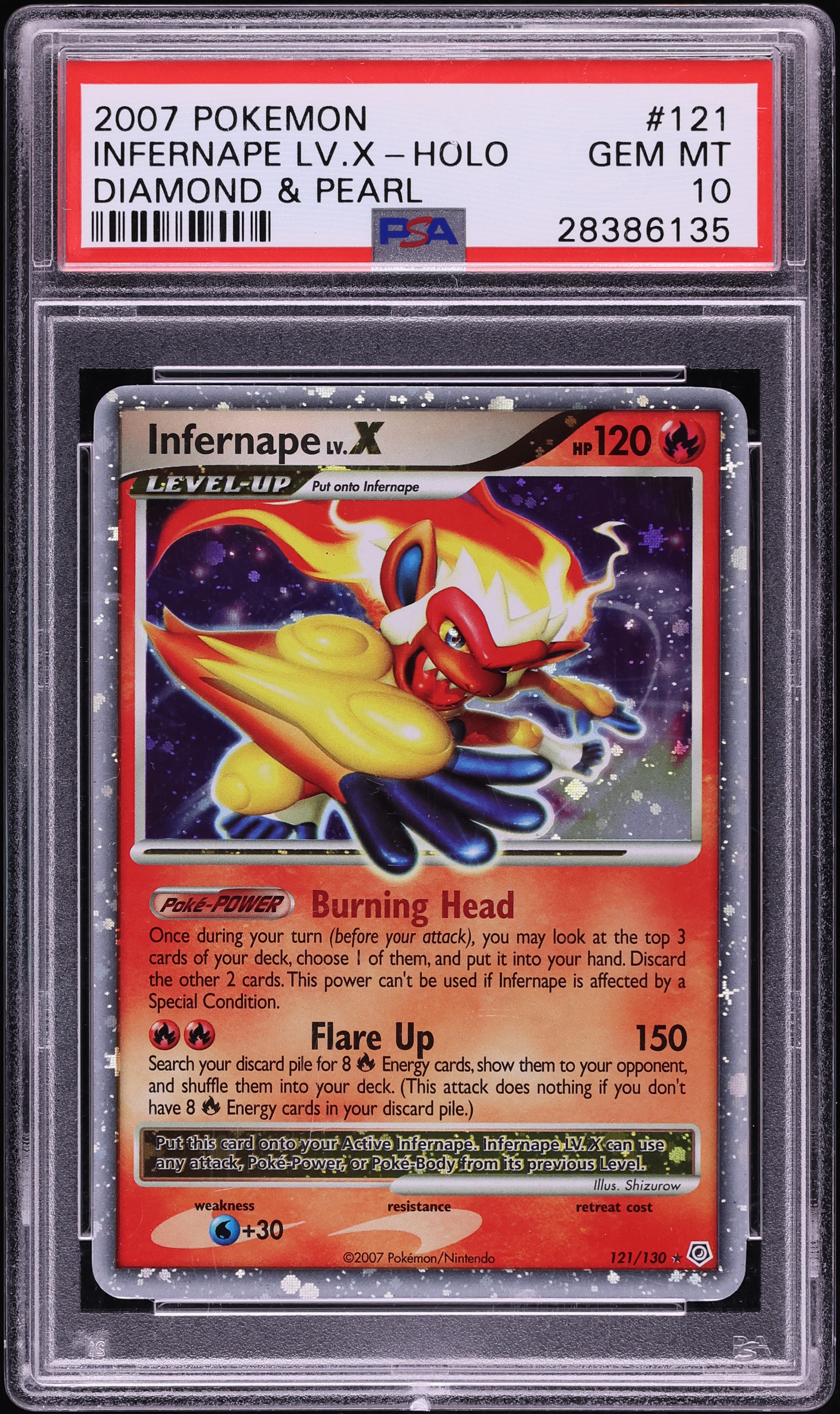 2007 Pokemon Diamond & Pearl Holo Infernape LV.X #121 PSA 10 GEM MINT