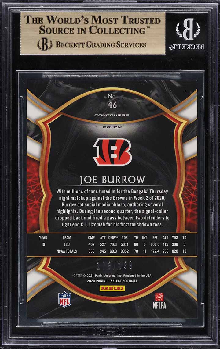 2020 Select Concourse Tri Color Prizm Joe Burrow ROOKIE /199 #46 BGS 9.5 GEM