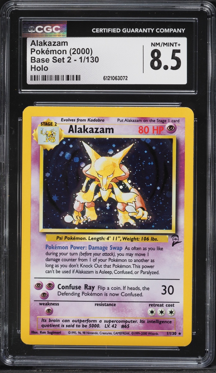 2000 Pokemon Base Set 2 Holo Alakazam #1 CGC 8.5 NM-MT+