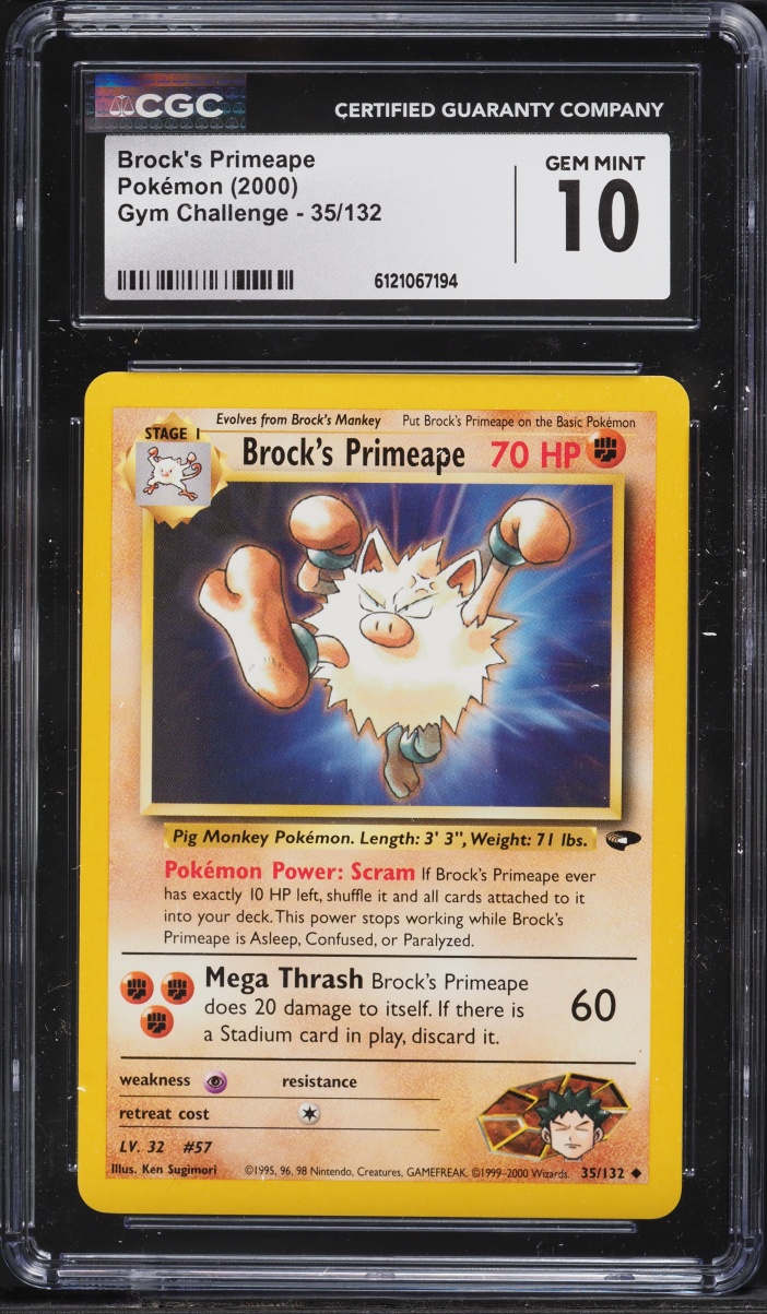 2000 Pokemon Gym Challenge Brock's Primeape #35 CGC 10 GEM MINT