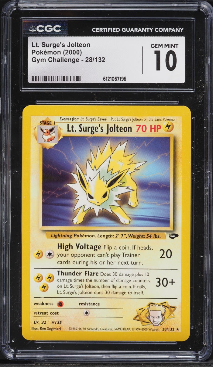 2000 Pokemon Gym Challenge Lt. Surge's Jolteon #28 CGC 10 GEM MINT