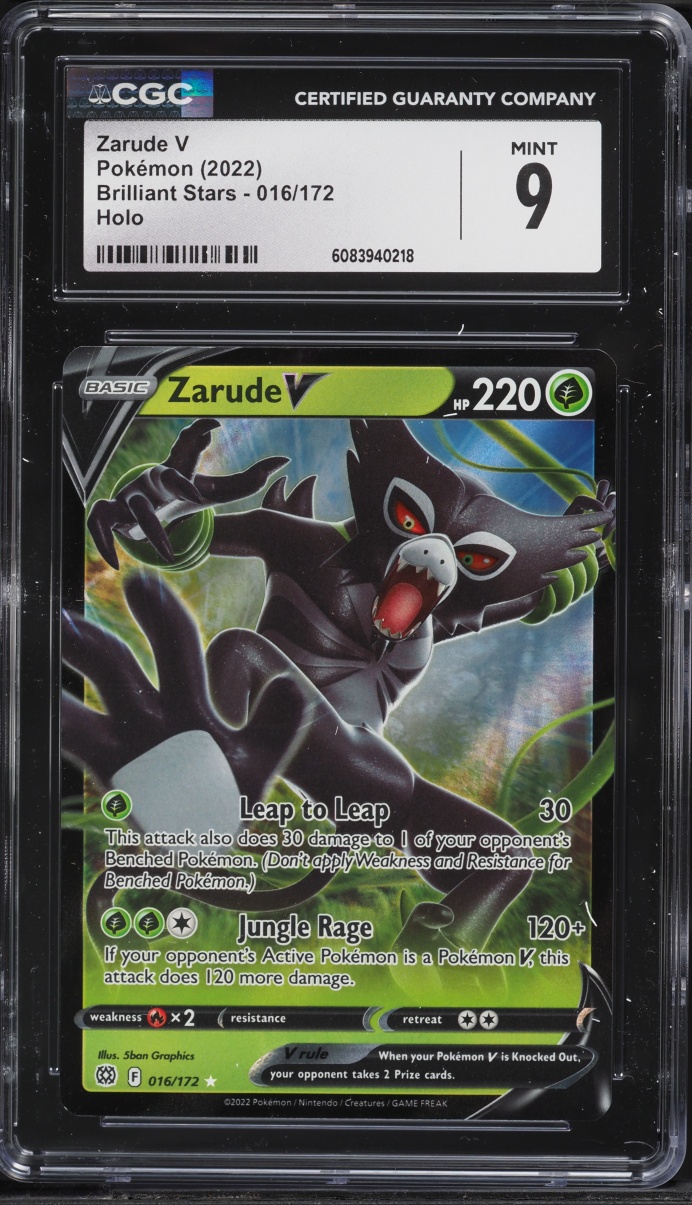 2022 Pokemon Sword & Shield Brilliant Stars Zarude V #16 CGC 9 MINT