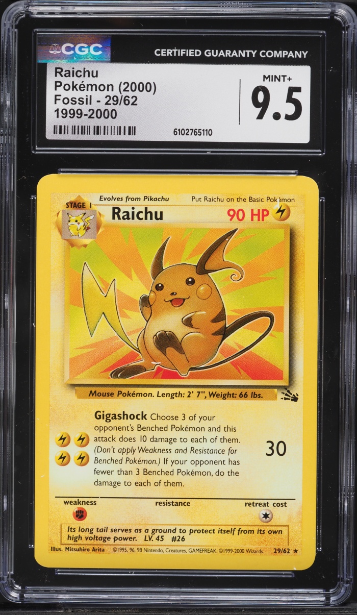 1999-2000 Pokemon Fossil Raichu #29 CGC 9.5 MINT+
