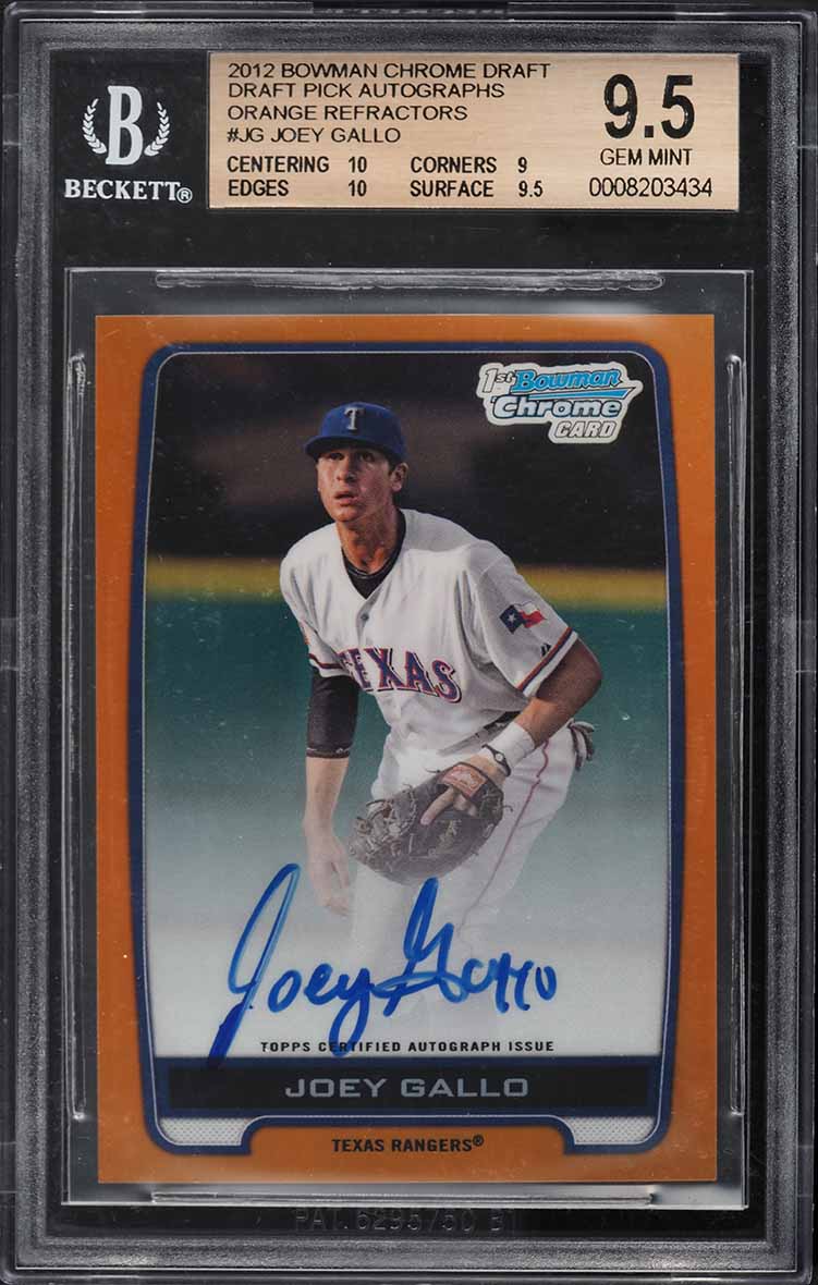 2012 Bowman Chrome Draft Orange Refractor Joey Gallo PROSPECT AUTO /25 #BCA-JG BGS 9.5 GEM MINT