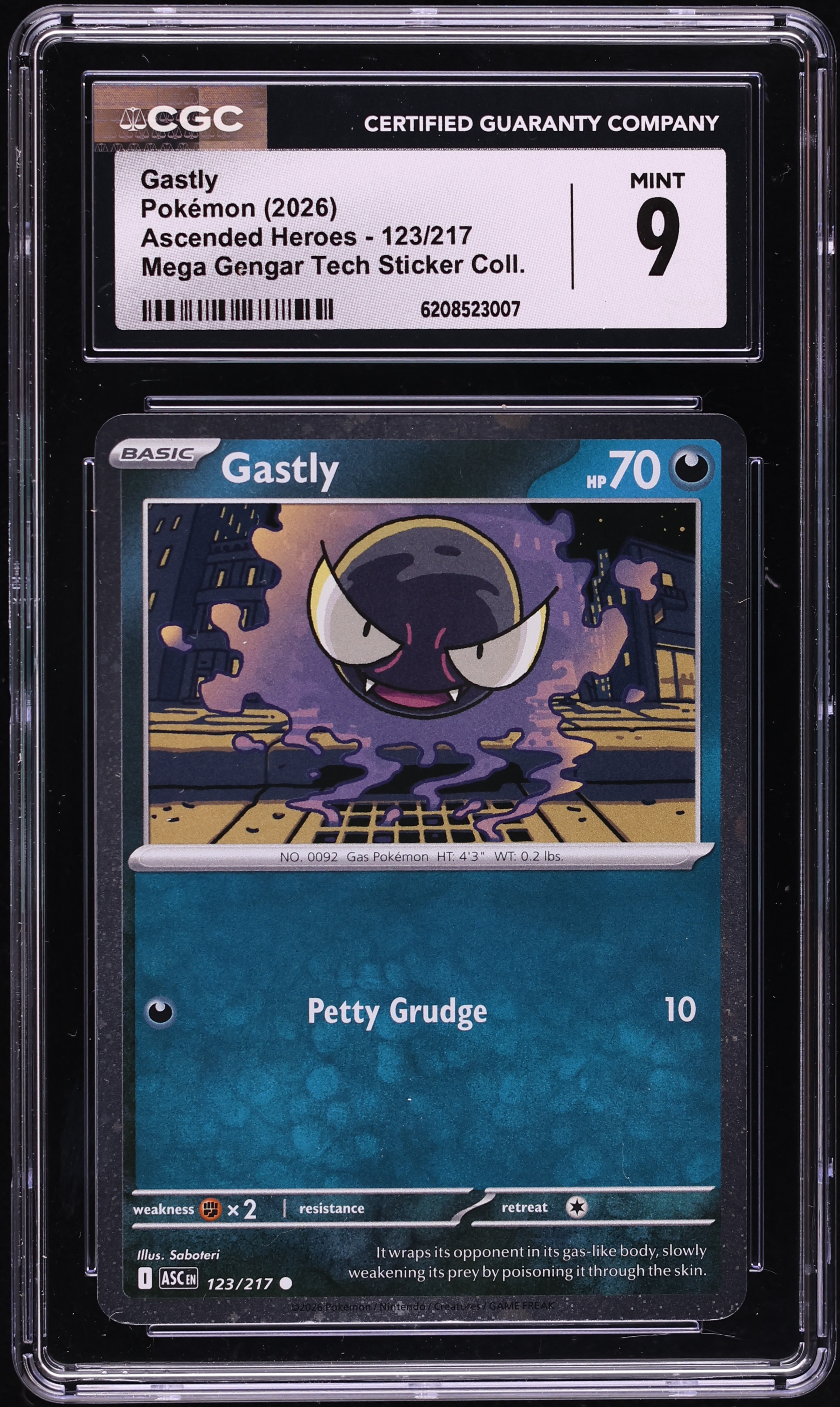 2026 Pokemon Mega Evolution Ascended Heroes Tech Sticker Gastly #123 CGC 9 MINT