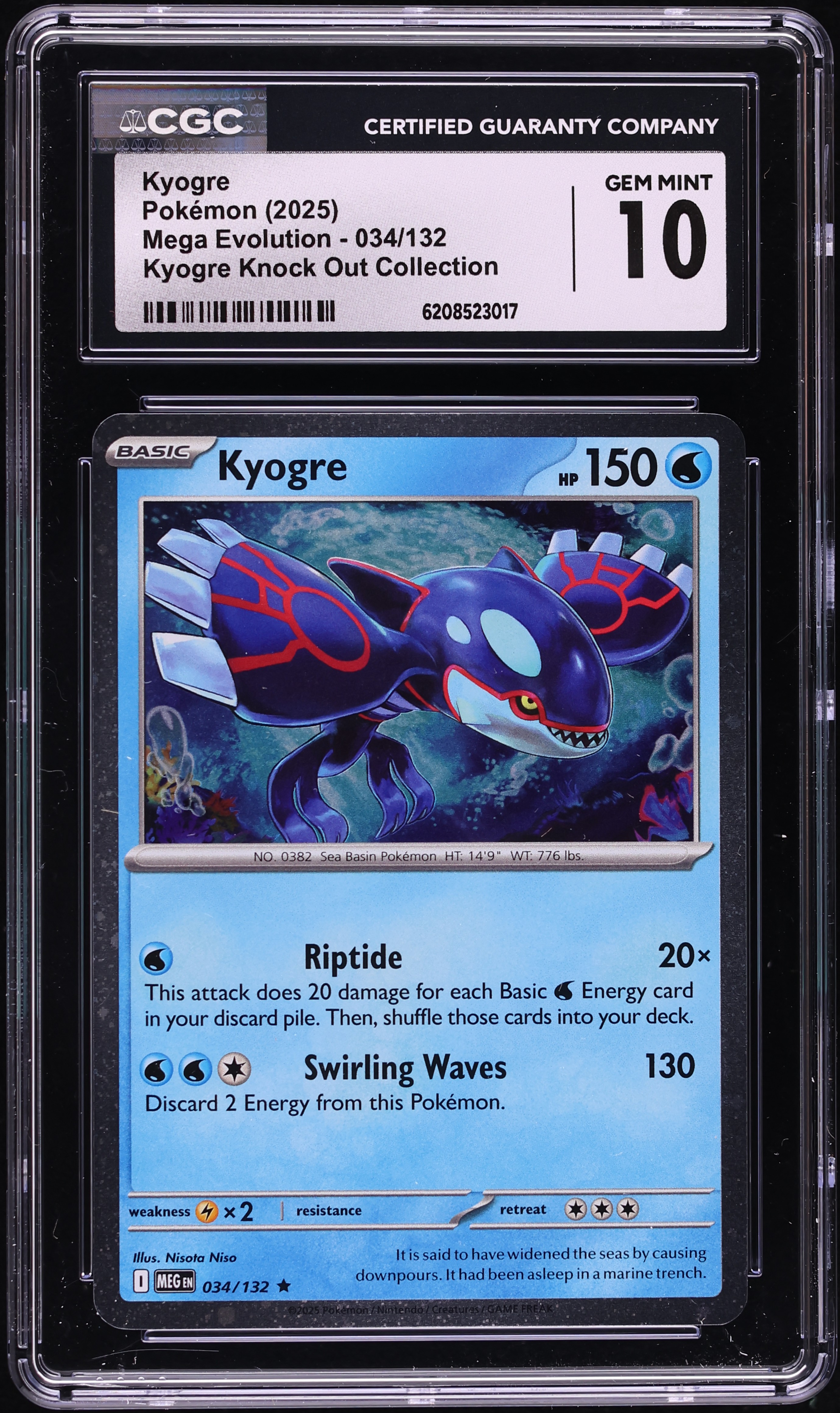 2025 Pokemon Mega Evolution Knock Out Collection Kyogre #34 CGC 10 GEM MINT