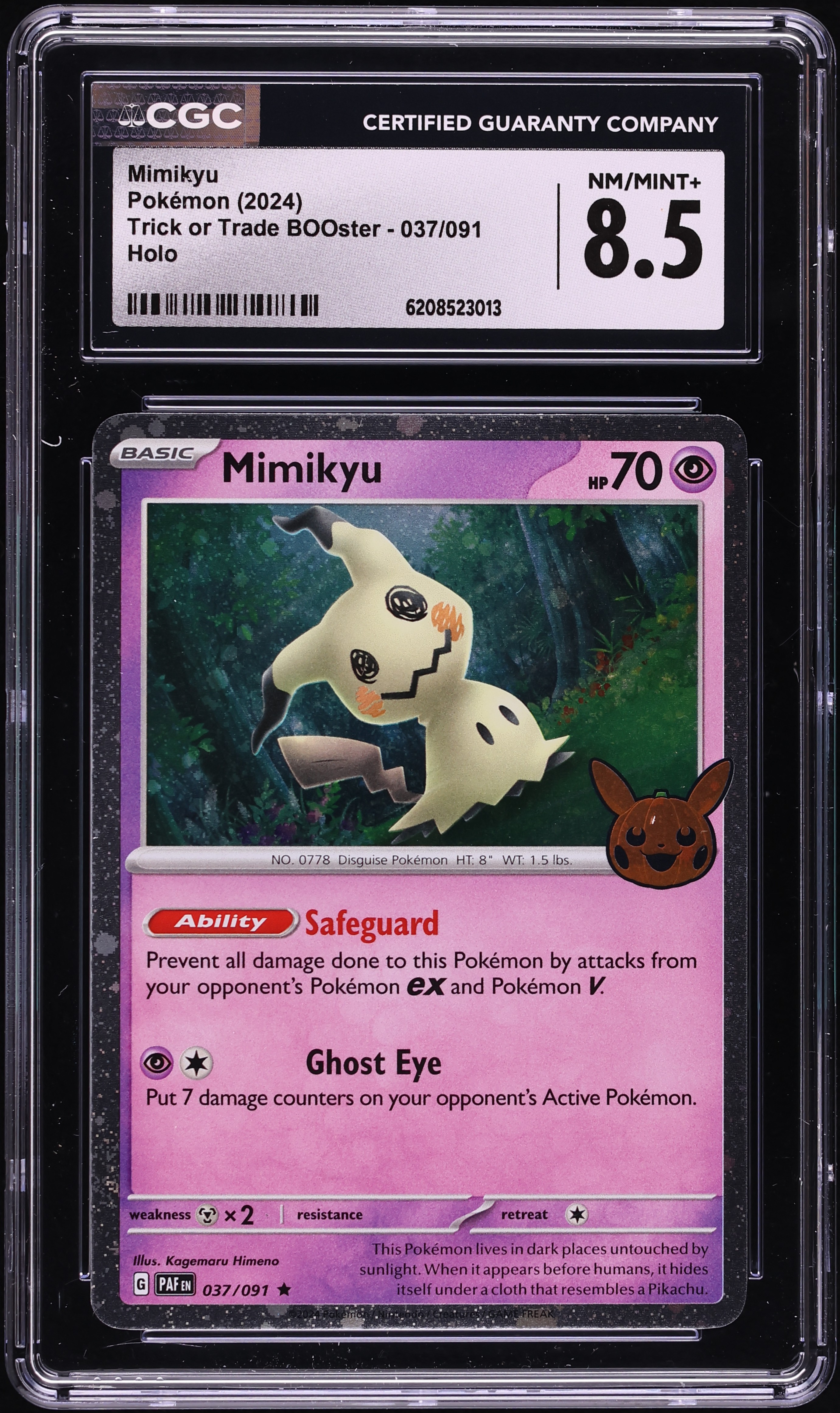 2024 Pokemon Scarlet & Violet Trick Or Trade BOOster Holo Mimikyu #37 CGC 8.5 NM-MT+