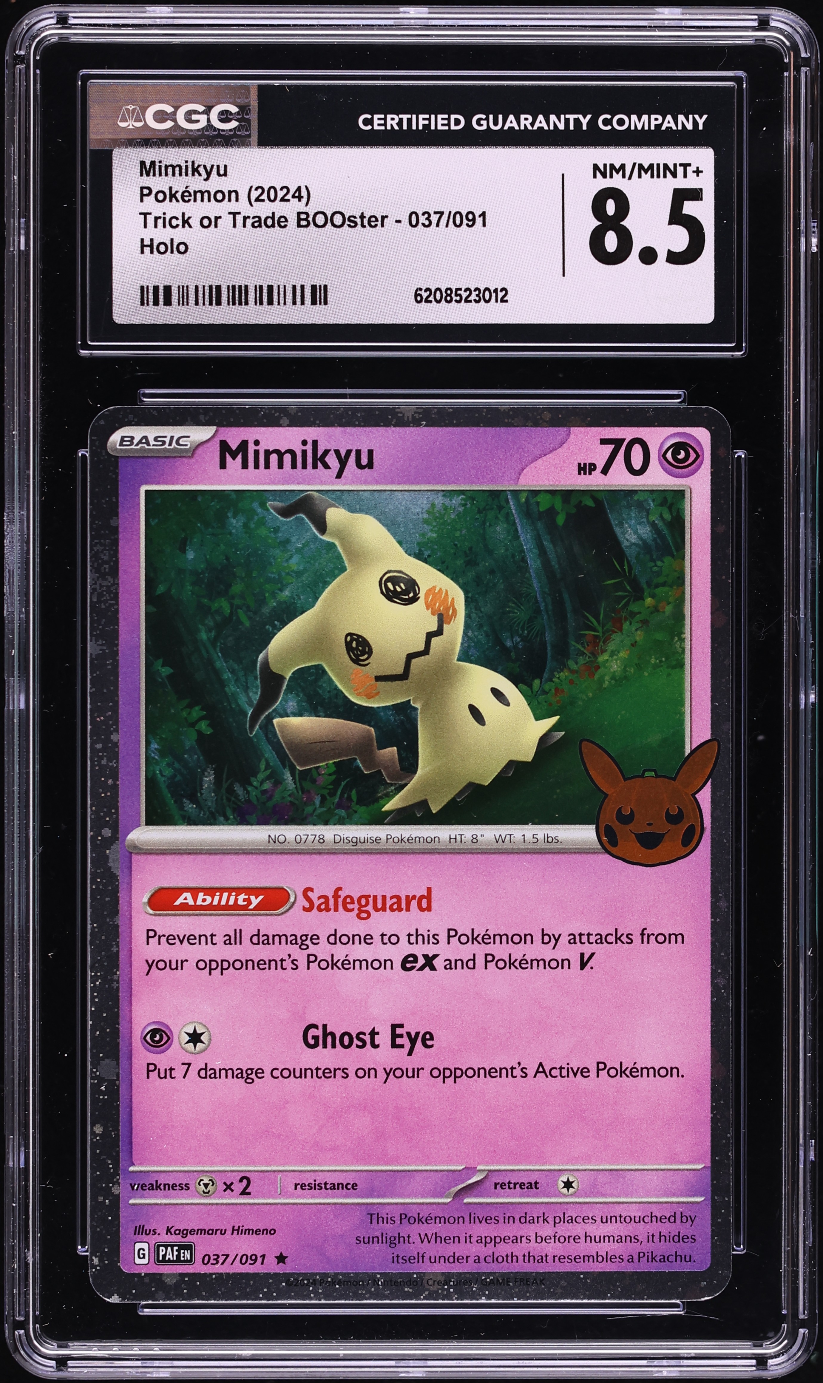2024 Pokemon Scarlet & Violet Trick Or Trade BOOster Holo Mimikyu #37 CGC 8.5 NM-MT+