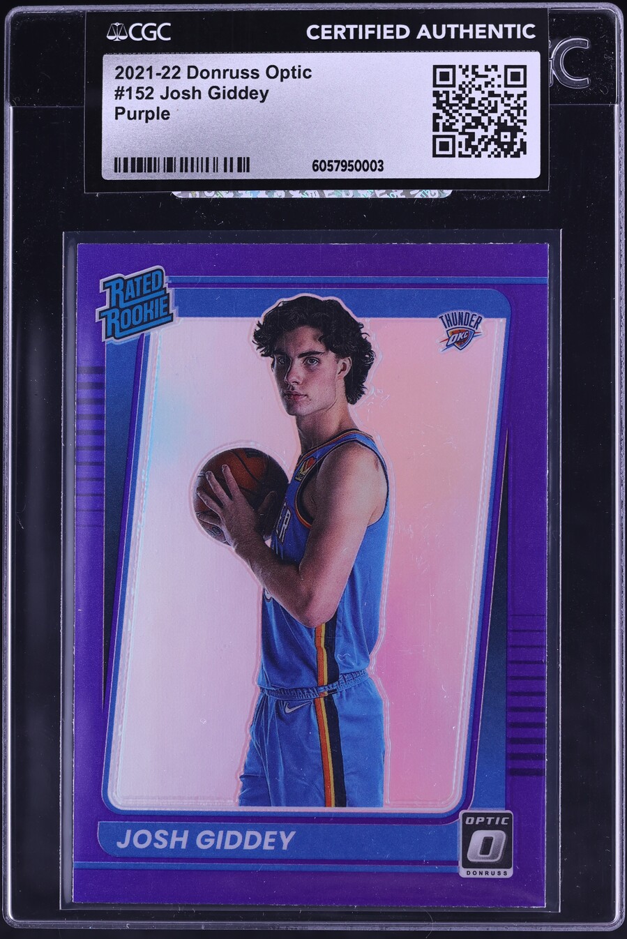 2021 Donruss Optic Purple Josh Giddey ROOKIE #152 CGC AUTH