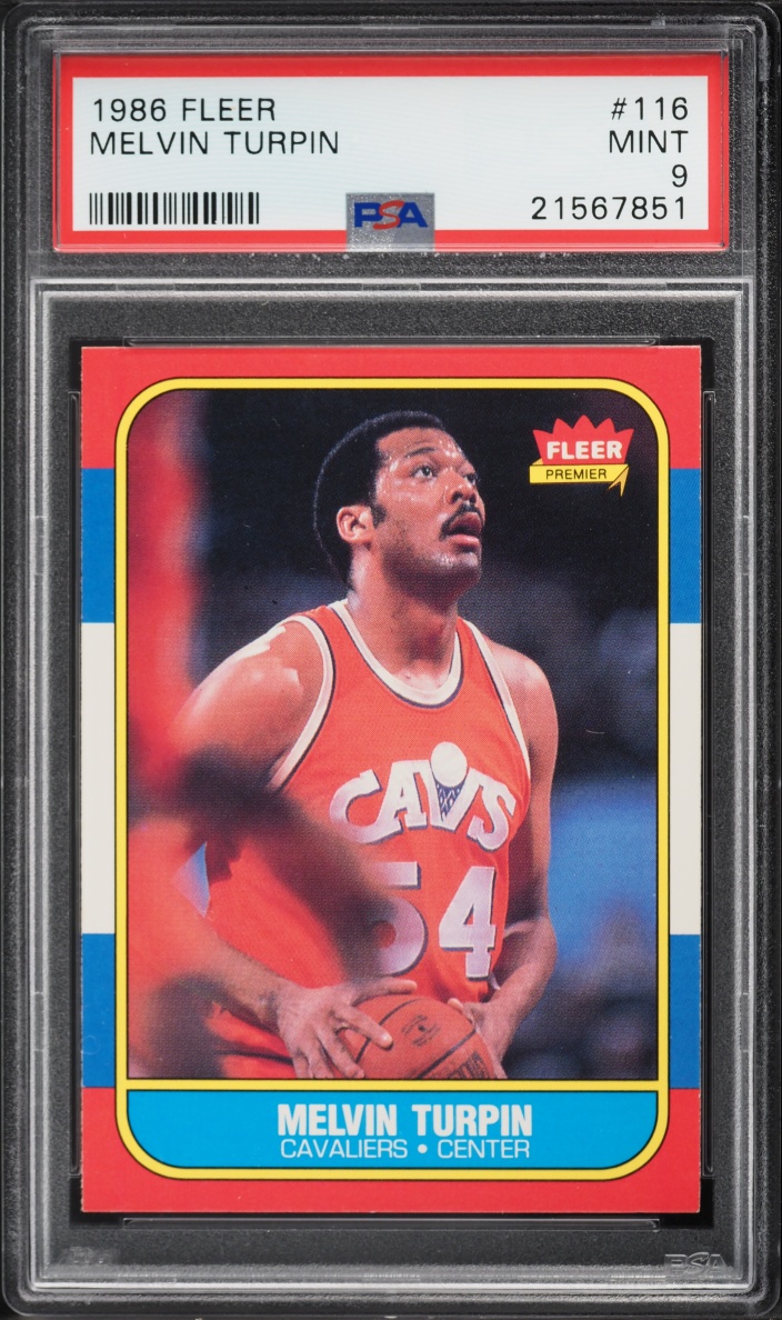 1986 Fleer Basketball Melvin Turpin ROOKIE #116 PSA 9 MINT