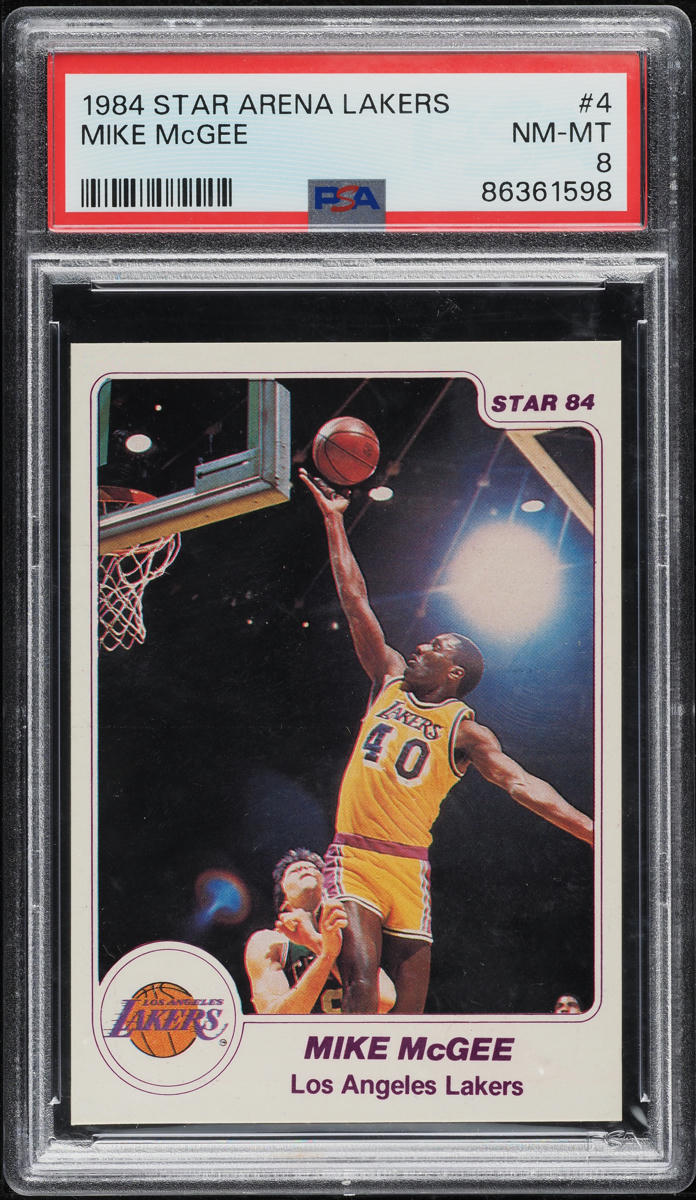 1984 Star Arena Los Angeles Lakers Mike McGee #4 PSA 8 NM-MT