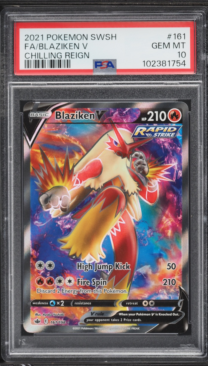 2021 Pokemon Sword & Shield Chilling Reign Full Art Blaziken V #161 PSA 10 GEM MINT