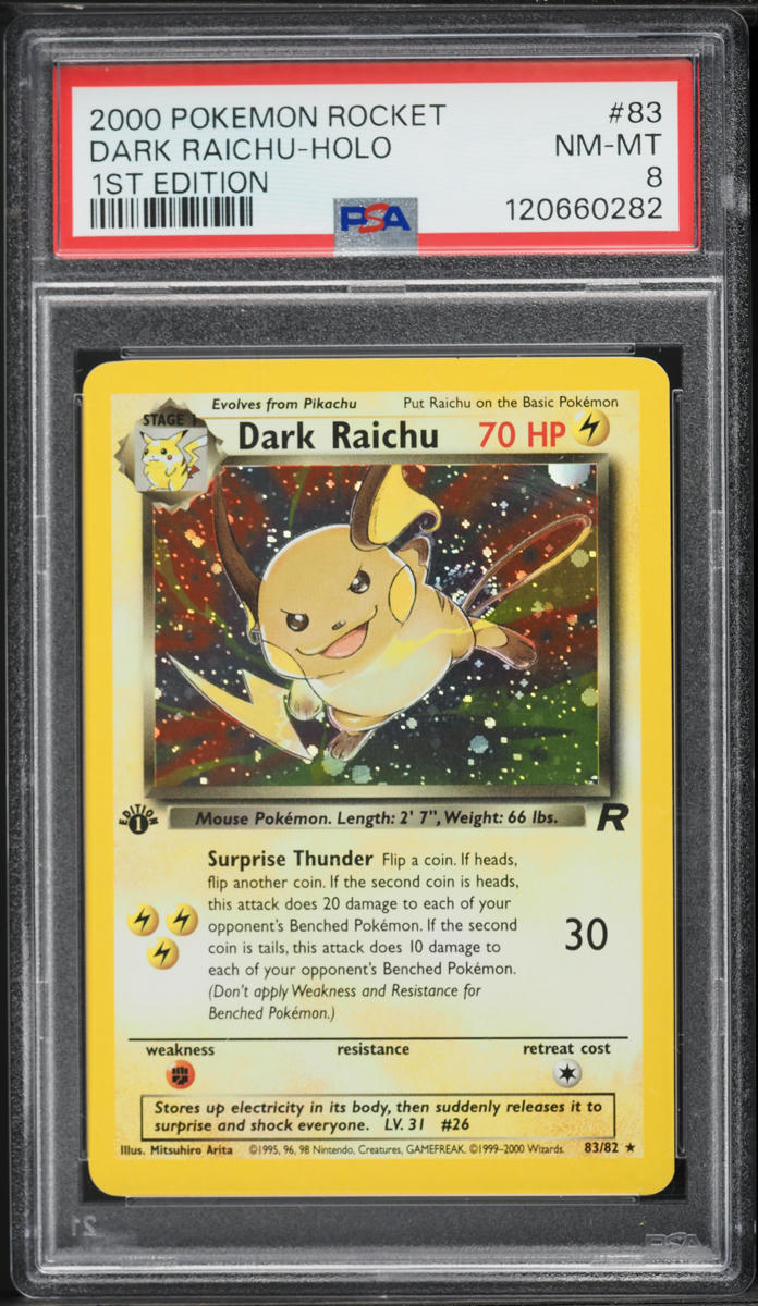 2000 Pokemon Team Rocket 1st Edition Holo Dark Raichu #83 PSA 8 NM-MT