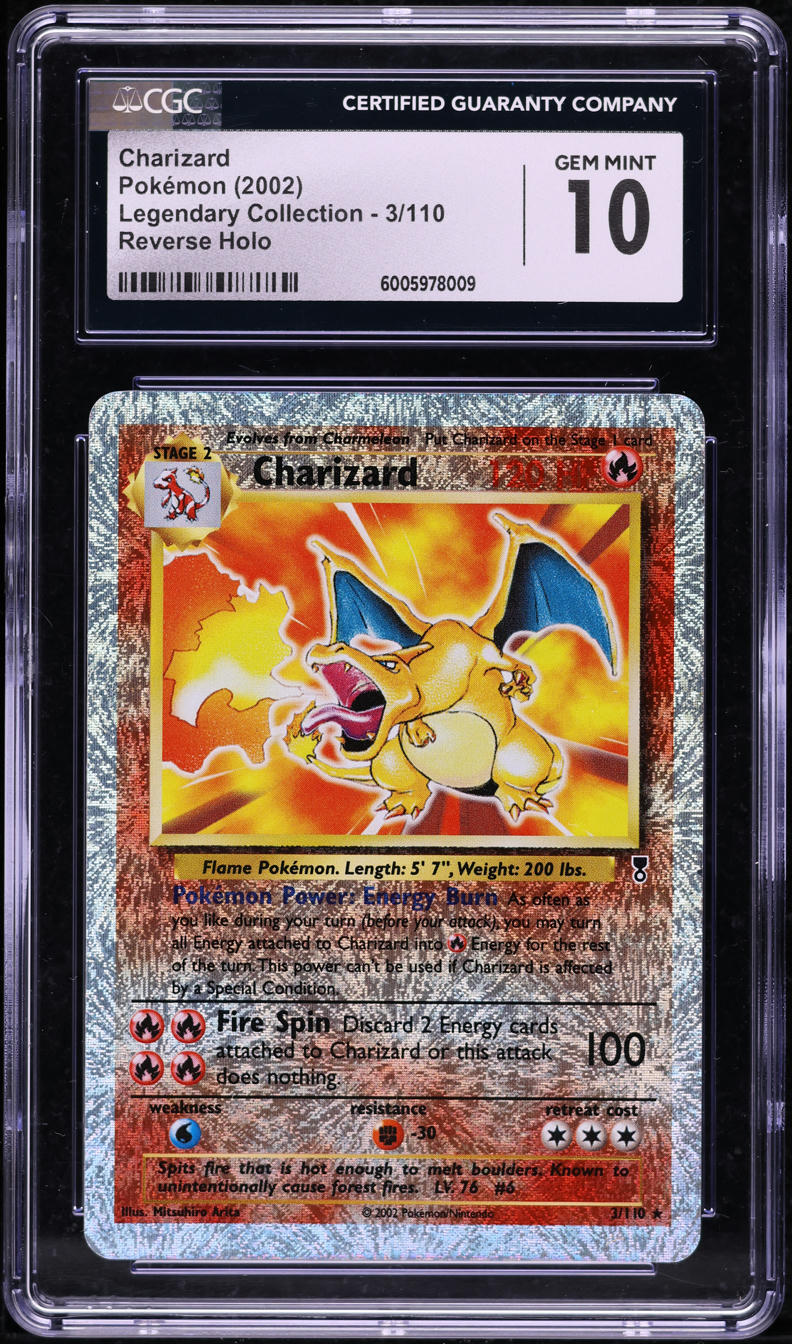 2002 Pokemon Legendary Collection Reverse Holo Charizard #3 CGC 10 GEM MINT