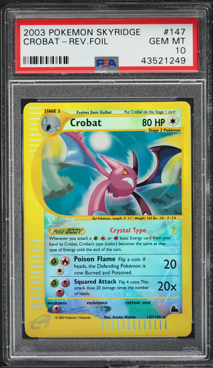 2003 Pokemon Skyridge Reverse Holo Crystal Crobat #147 PSA 10 GEM MINT