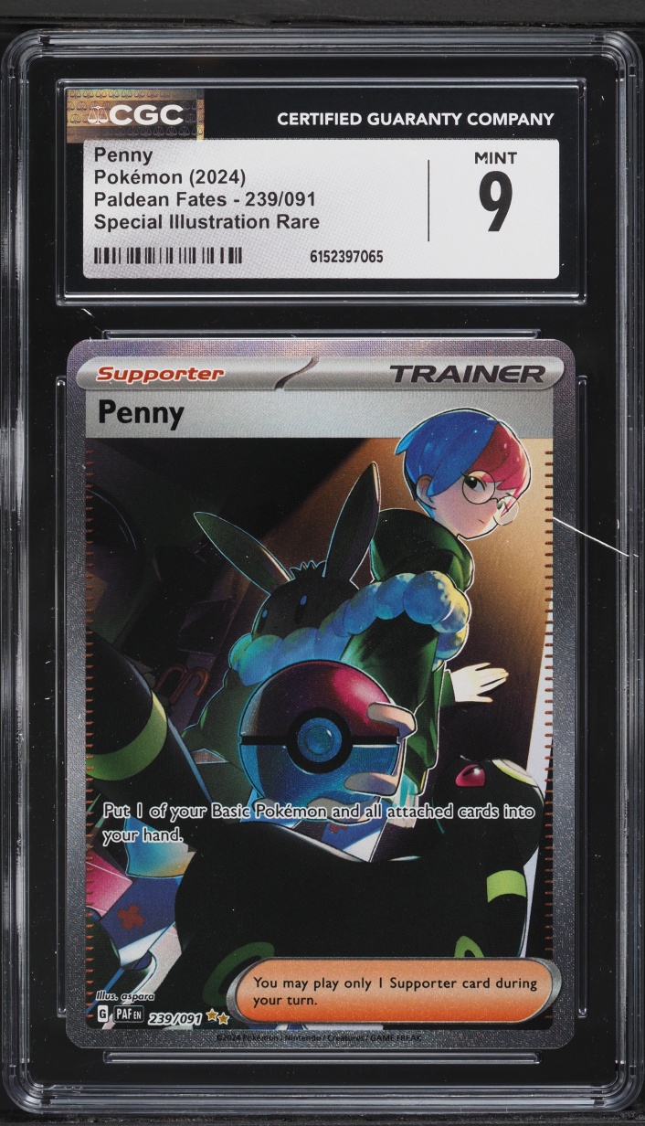 2024 Pokemon Scarlet & Violet Paldean Fates SIR Penny #239 CGC 9 MINT