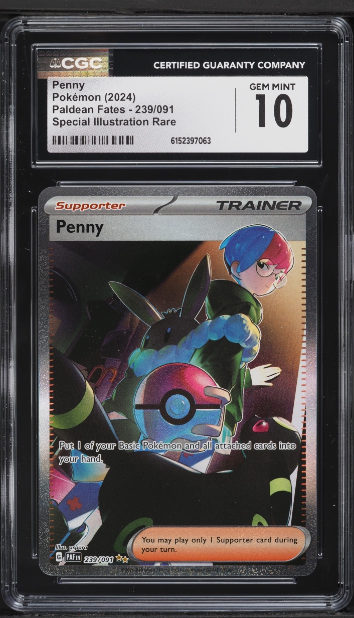 2024 Pokemon Scarlet & Violet Paldean Fates SIR Penny #239 CGC 10 GEM MINT