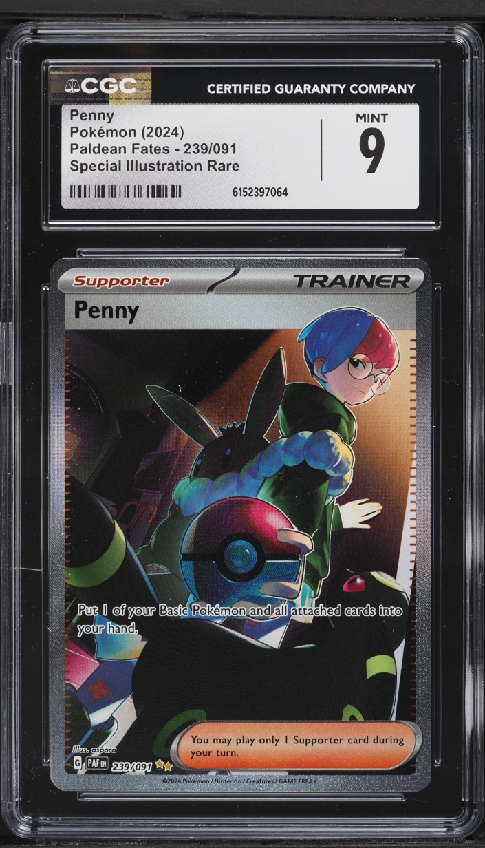 2024 Pokemon Scarlet & Violet Paldean Fates SIR Penny #239 CGC 9 MINT