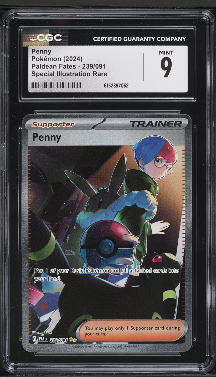 2024 Pokemon Scarlet & Violet Paldean Fates SIR Penny #239 CGC 9 MINT