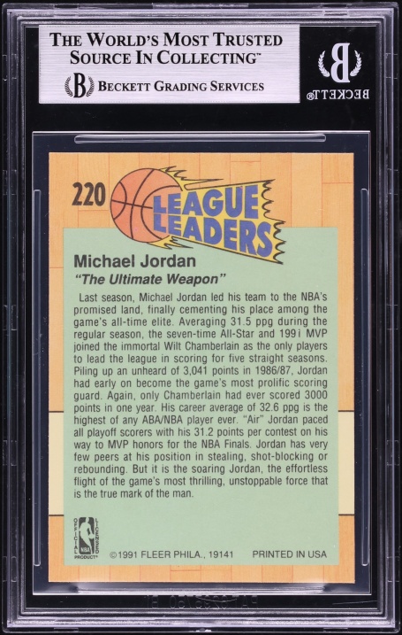 1991 Fleer Basketball Michael Jordan #220 BGS 8.5 NM-MT+