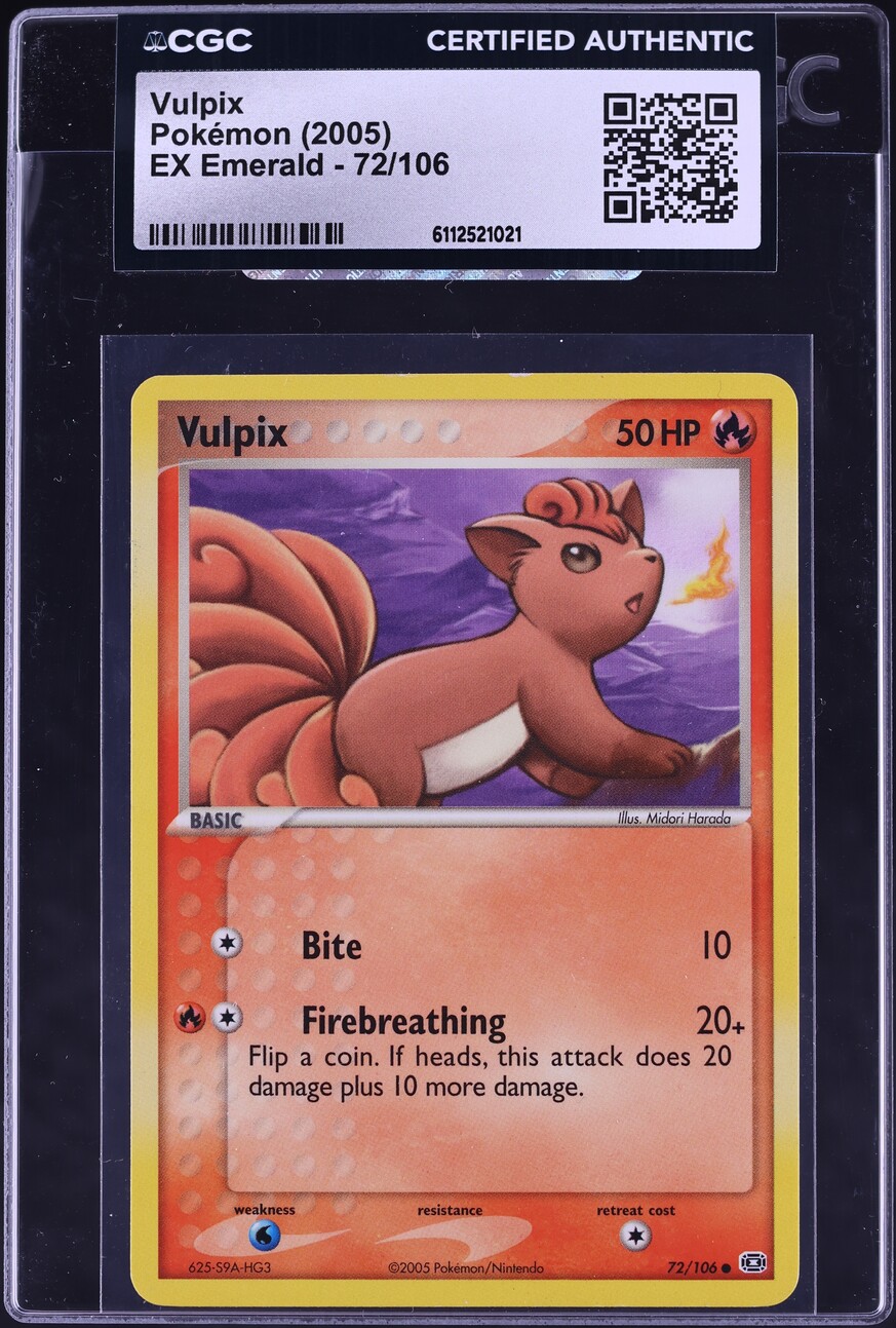 2005 Pokemon EX Emerald Vulpix #72 CGC AUTH