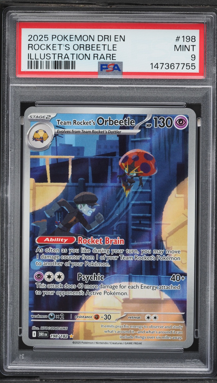 2025 Pokemon Scarlet & Violet Destined Rivals IR Rocket's Orbeetle #198 PSA 9 MINT