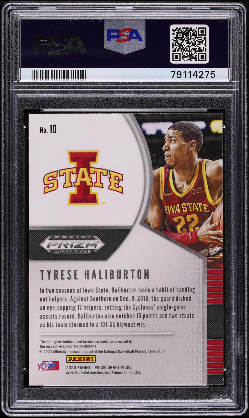 2020 Panini Prizm Draft Picks Tyrese Haliburton ROOKIE #10 PSA 10 GEM MINT