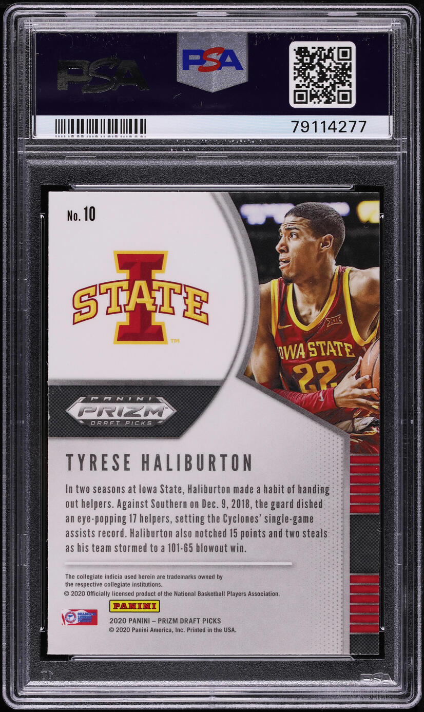 2020 Panini Prizm Draft Picks Tyrese Haliburton ROOKIE #10 PSA 10 GEM MINT