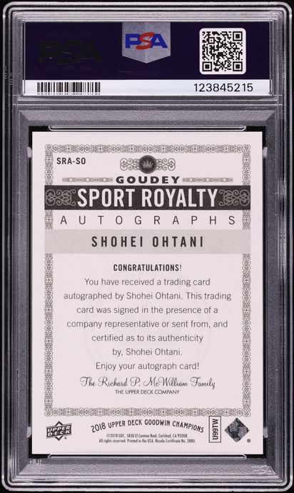 2019 Upper Deck Goodwin Champions '18 Update Shohei Ohtani KANJI AUTO DNA 10 #SRA-SO PSA 10 GEM